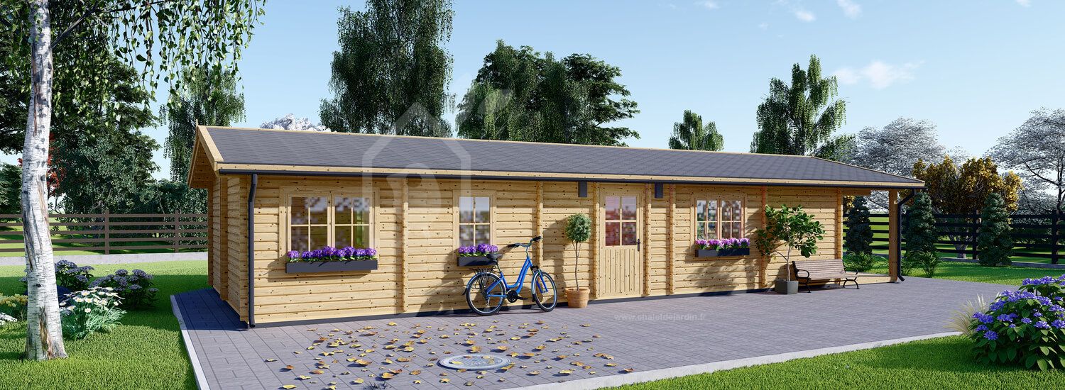 chalet en bois habitable avon (isolé re2020, 44+44 mm), 6x15 m, 90 m² chalet en bois habitable avon (isolé re2020, 44+44 mm), 6x15 m, 90 m²