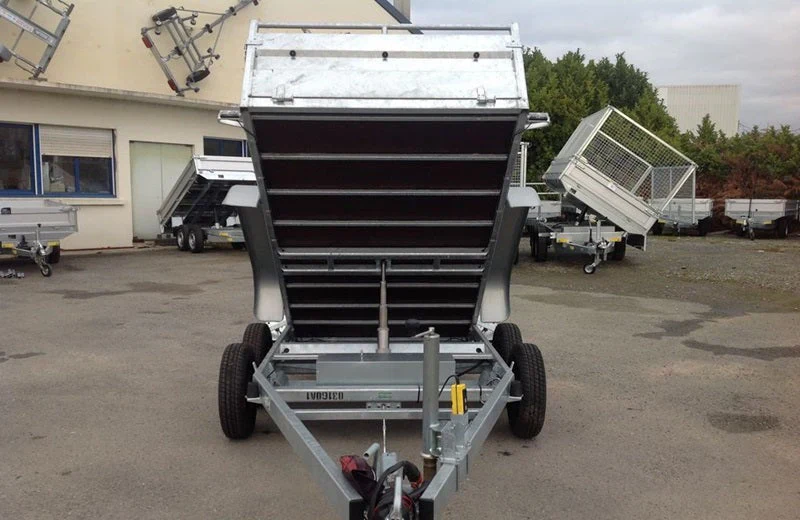 remorque benne lider robuste, ptac 1500 kg, double essieu avec freins