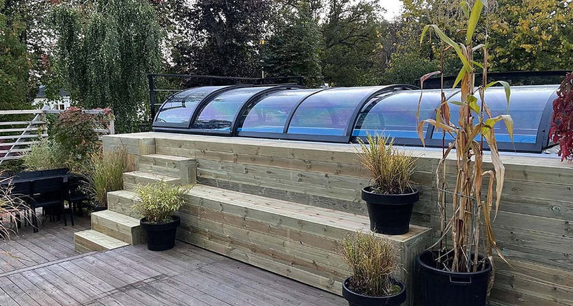 piscine conteneur prête à l'emploi 6,11 x 2,5 m avec toit, pack premium