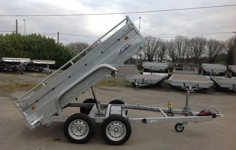 remorque benne lider robuste, ptac 1500 kg, double essieu avec freins