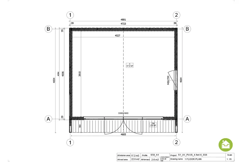 chalet 17 m² en bois isolé pau s1 a1