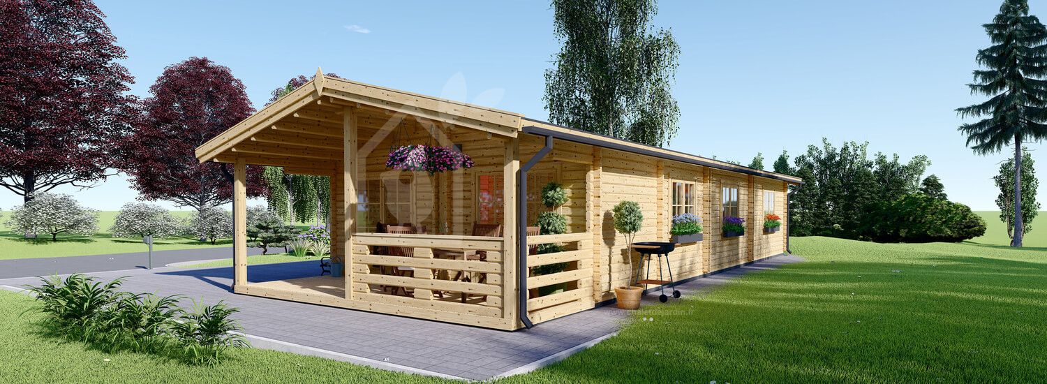 chalet en bois habitable avon (isolé re2020, 44+44 mm), 6x15 m, 90 m² chalet en bois habitable avon (isolé re2020, 44+44 mm), 6x15 m, 90 m²